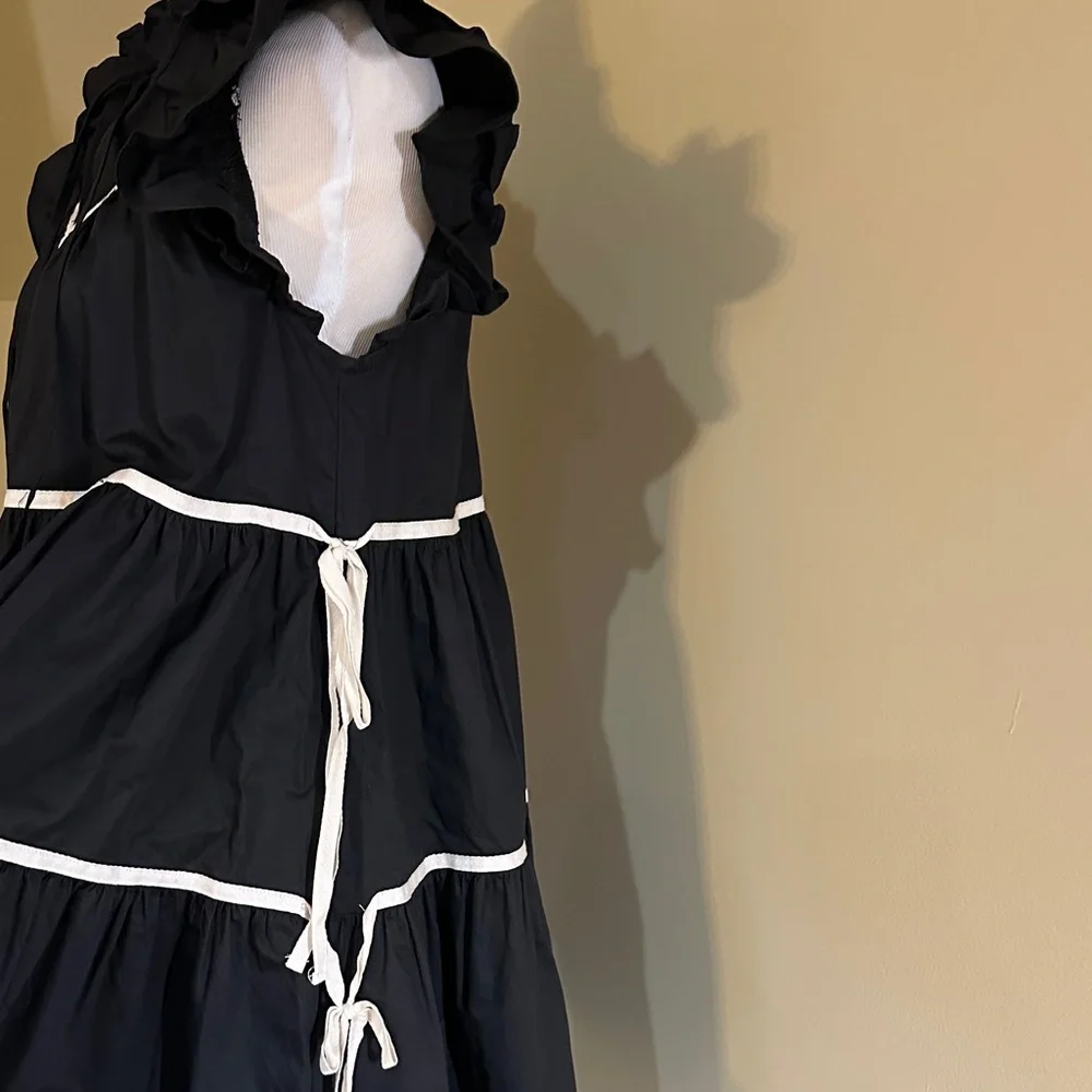Black Ruffled Mini Dress - Picture 3 of 6